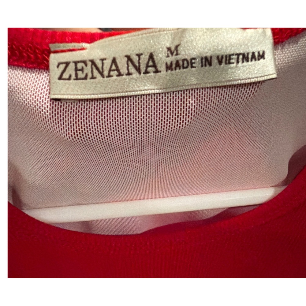 Zenana Red Ribbed Tank Top Built-In Padded Shelf Bra Racerback RRT-8482 Medium - Picture 3 of 4